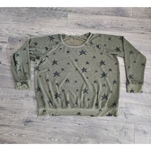 Buffalo David Bitton Women's XXL Olive Green‎ Black Stars Long Sleeve Pullover